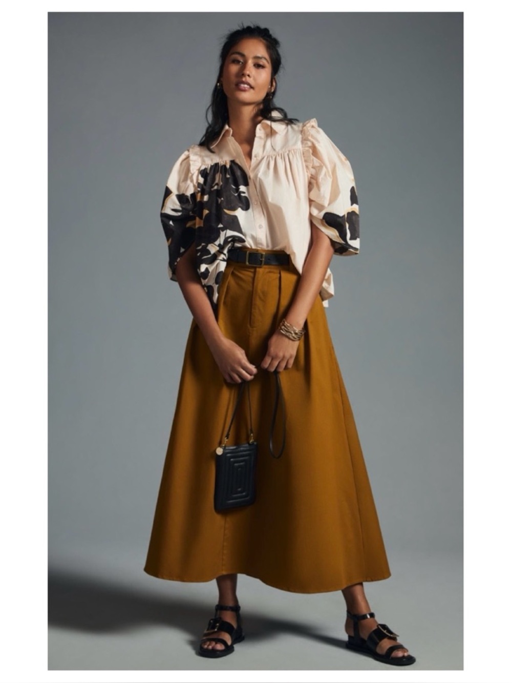 NWOT Anthropologie Forever That Girl Puff Sleeve Buttondown Top  Size XS